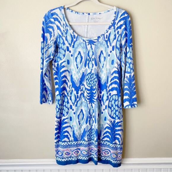 Lilly Pulitzer | Beacon Mini Dress Tropical Call Me Serene Blue White Small - Picture 2 of 7